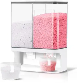 105 Oz Laundry Detergent Dispenser with Nail - Wall Mounted Scent Booster Beads Container, Softener Beads Storage, Rice Dispenser, Dry Food/Solid Grain Organizer 105 Oz Laundry Detergent Dispenser with Nail - Wall Mounted Scent Booster Beads Container, Softener Beads Storage, Rice Dispenser, Dry Food/Solid Grain Organizer