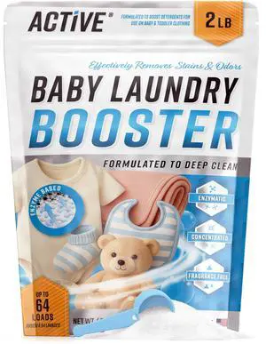 Baby Laundry Detergent Booster - ACTIVE Enzyme Stain & Odor Remover for Infant, Newborn, Toddler & Kids Clothes, Fragrance Free Sensitive Laundry Soap, 2-lbs Unscented Powder Made in USA - 64 Loads Baby Laundry Detergent Booster - ACTIVE Enzyme Stain & Odor Remover for Infant, Newborn, Toddler & Kids Clothes, Fragrance Free Sensitive Laundry Soap, 2-lbs Unscented Powder Made in USA - 64 Loads