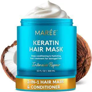 Deep Conditioning Hair Mask for Damaged Hair Treatment Keratin Hair Care for Hydrating Growth Repair Moisturizing Dry Curly Color Refreshing 10 Fl Oz, White Deep Conditioning Hair Mask for Damaged Hair Treatment Keratin Hair Care for Hydrating Growth Repair Moisturizing Dry Curly Color Refreshing 10 Fl Oz, White