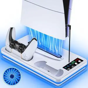 for PS5/PS5 Slim/PS5 Pro Stand and Dual Controller Charging Station for PS5/PS5 Slim/PS5 Pro Stand and Dual Controller Charging Station