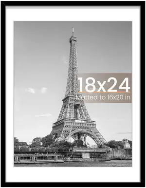 18x24 Picture Frame, Display Pictures 16x20 with Mat or 18 x 24 Without, Wall Hanging Poster Frames, Black, 1 Pack 18x24 Picture Frame, Display Pictures 16x20 with Mat or 18 x 24 Without, Wall Hanging Poster Frames, Black, 1 Pack