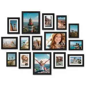 15 Pack Picture Frames Collage Wall Decor for Mounting or Tabletop Display, Gallery Frame Set for Family, Multi Sizes Including 3pcs 8x10, 6pcs 5x7, 6pcs 4x6, Black 15 Pack Picture Frames Collage Wall Decor for Mounting or Tabletop Display, Gallery Frame Set for Family, Multi Sizes Including 3pcs 8x10, 6pcs 5x7, 6pcs 4x6, Black