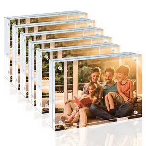 4x6 Acrylic Frames 6 Pack, 20mm Thicker Frameless Clear Picture Frames, Double Sided Magnetic Picture Frames, Free Standing Desktop Display 4x6 Acrylic Frames 6 Pack, 20mm Thicker Frameless Clear Picture Frames, Double Sided Magnetic Picture Frames, Free Standing Desktop Display