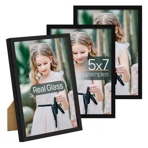 5x7 Picture Frame Set of 3, Made of High Definition Glass for 5 x 7 Black Frames, Wall and Tabletop Display Thin Border Photo Frame for Home Décor 5x7 Picture Frame Set of 3, Made of High Definition Glass for 5 x 7 Black Frames, Wall and Tabletop Display Thin Border Photo Frame for Home Décor