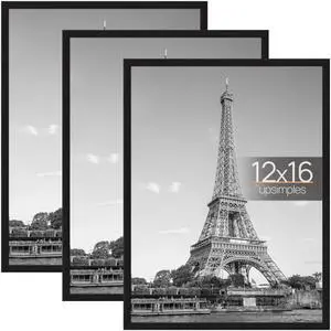 12x16 Picture Frame Black 3 Pack, Scratch-Proof Poster Frames 12 x 16 for Photo Gallery - Slide-In Strips, Horizontal or Vertical Wall Mounting 12x16 Picture Frame Black 3 Pack, Scratch-Proof Poster Frames 12 x 16 for Photo Gallery - Slide-In Strips, Horizontal or Vertical Wall Mounting
