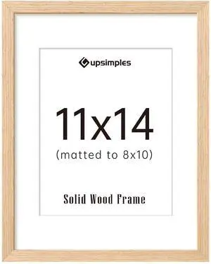 11x14 Picture Frame, Natural Solid Wooden Picture Frames, Display 8x10 with Mat or 11 x 14 Without, Vertical or Horizontal Wall Hanging, 1 Pack, Natural 11x14 Picture Frame, Natural Solid Wooden Picture Frames, Display 8x10 with Mat or 11 x 14 Without, Vertical or Horizontal Wall Hanging, 1 Pack, Natural