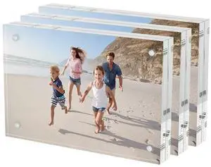 4x6 Acrylic Picture Frames 3 Pack, 20% Thicker Block, Clear Picture Frames Freestanding Double Sided Magnetic Acrylic Lucite Frameless Transparent Square Frame Gift for Desktop Display 4x6 Acrylic Picture Frames 3 Pack, 20% Thicker Block, Clear Picture Frames Freestanding Double Sided Magnetic Acrylic Lucite Frameless Transparent Square Frame Gift for Desktop Display