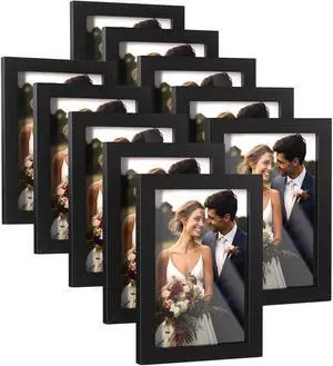 4x6 Picture Frames Set of 10, Tabletop or Wall Display Pictures 3.5x5 with Mat or 4x6 Without, Multi Photo Frames Collage (Black) 4x6 Picture Frames Set of 10, Tabletop or Wall Display Pictures 3.5x5 with Mat or 4x6 Without, Multi Photo Frames Collage (Black)
