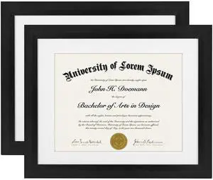11x14 Diploma Frame with Shatter-Resistant Glass - Set of 2 - Use as 8.5x11 Frame with Mat or Display 11x14 Documents Without Mat - Certificate Frames with Engineered Wood - Black 11x14 Diploma Frame with Shatter-Resistant Glass - Set of 2 - Use as 8.5x11 Frame with Mat or Display 11x14 Documents Without Mat - Certificate Frames with Engineered Wood - Black