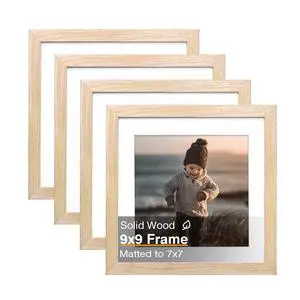 9x9 Picture Frame, Natural Square Solid Wood Frames for Pictures 6x6 with Mat or 9x9 without Mat, Wall and Tabletop Display Photo Frames Natural Wood 4 Pack 9x9 Picture Frame, Natural Square Solid Wood Frames for Pictures 6x6 with Mat or 9x9 without Mat, Wall and Tabletop Display Photo Frames Natural Wood 4 Pack