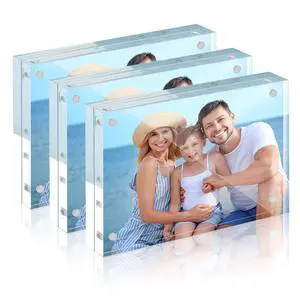 Acrylic Picture Frames 4x6, 3 Pack Magnetic 4 x 6 Picture Frame, Double Sided Clear 4x6 Photo Frame with Microfiber Cloth, Frameless FreeStanding 4x6 Frame Gift for Desktop Display Acrylic Picture Frames 4x6, 3 Pack Magnetic 4 x 6 Picture Frame, Double Sided Clear 4x6 Photo Frame with Microfiber Cloth, Frameless FreeStanding 4x6 Frame Gift for Desktop Display