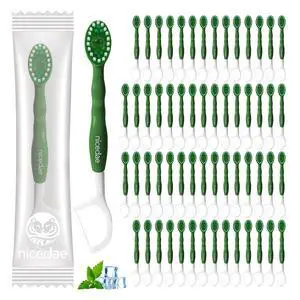 Disposable Mini Travel Toothbrush Bulk with Toothpaste 5in1 60Ct Portable Toothbrushes Set Floss Pick Tongue Scraper Cruise and Travel Essentials (Green) Disposable Mini Travel Toothbrush Bulk with Toothpaste 5in1 60Ct Portable Toothbrushes Set Floss Pick Tongue Scraper Cruise and Travel Essentials (Green)