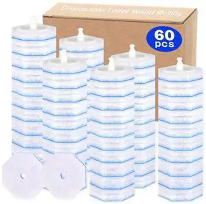 60 Count Disposable Toilet Brush Refills, 5X Cleaning Power Scrubber Refill, Bathroom Cleaning Supplies, No Falling Apart, Fresh Fragrance 60 Count Disposable Toilet Brush Refills, 5X Cleaning Power Scrubber Refill, Bathroom Cleaning Supplies, No Falling Apart, Fresh Fragrance