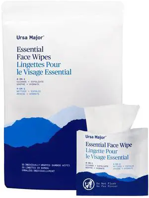 Essential Face Wipes | Natural, Biodegradable, Cruelty-Free | Cleanse, Exfoliate, Soothe and Hydrate | Individually Wrapped | 20 Count Essential Face Wipes | Natural, Biodegradable, Cruelty-Free | Cleanse, Exfoliate, Soothe and Hydrate | Individually Wrapped | 20 Count