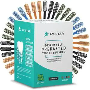 80 Prepasted Disposable Toothbrushes Individually Wrapped - Single Use Pre Pasted Disposable Toothbrushes with Toothpaste Built in - Waterless Toothbrush for Travel, Guests, Hotel, & Camping 80 Prepasted Disposable Toothbrushes Individually Wrapped - Single Use Pre Pasted Disposable Toothbrushes with Toothpaste Built in - Waterless Toothbrush for Travel, Guests, Hotel, & Camping