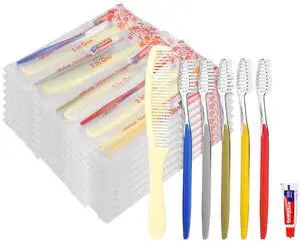 50 Pack Disposable Toothbrushes with Toothpaste and Comb for Homeless Individually Wrapped-Suitable for Hotel,Air Bnb,Shelter/Homeless/Nursing Home/Charity(50 pcs) 50 Pack Disposable Toothbrushes with Toothpaste and Comb for Homeless Individually Wrapped-Suitable for Hotel,Air Bnb,Shelter/Homeless/Nursing Home/Charity(50 pcs)