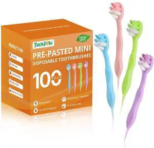 Mini Disposable Travel Toothbrushes with Toothpaste, 100 Count Mini Disposable Travel Toothbrushes with Toothpaste, 100 Count