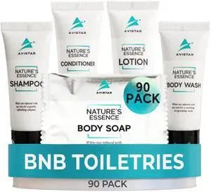 90 Piece Hotel Soap & Bulk Toiletries - Travel Essentials for BnB Hosts & Guests - Hotel Shampoo & Conditioner Supplies for Guests, Hotel Toiletries Bulk Set, Mini Bulk Travel Size Toiletries 90 Piece Hotel Soap & Bulk Toiletries - Travel Essentials for BnB Hosts & Guests - Hotel Shampoo & Conditioner Supplies for Guests, Hotel Toiletries Bulk Set, Mini Bulk Travel Size Toiletries