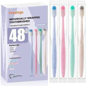 Bulk Disposable Toothbrushes, Individually Wrapped, 48 Count Bulk Disposable Toothbrushes, Individually Wrapped, 48 Count