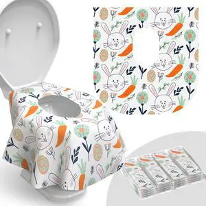 Disposable Toilet Seat Cover for Travel 20 Pack with Covers Wrapped in Sets of 2, Non-Flushable Liners, Fits Most Seats Kids, Toddlers, Adults (Bunny, 20) Disposable Toilet Seat Cover for Travel 20 Pack with Covers Wrapped in Sets of 2, Non-Flushable Liners, Fits Most Seats Kids, Toddlers, Adults (Bunny, 20)