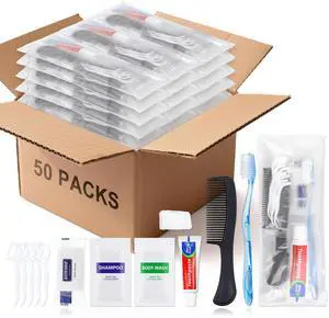 50 Sets Bulk Hygiene Kits for Homeless,Basic Toiletry Kit Homeless Supplies Bulk,Disposable Toothbrushes with Toothpaste and Comb Individually Wrapped,Bath Soap,Shampoo,Body Wash,Floss Pick 50 Sets Bulk Hygiene Kits for Homeless,Basic Toiletry Kit Homeless Supplies Bulk,Disposable Toothbrushes with Toothpaste and Comb Individually Wrapped,Bath Soap,Shampoo,Body Wash,Floss Pick