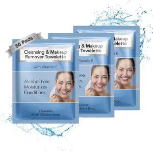 Makeup Remover Wipes, Alcohol Free Facial Cleansing with Vitamin E, Case of 50 Face Wipes Makeup Remover Wipes, Alcohol Free Facial Cleansing with Vitamin E, Case of 50 Face Wipes
