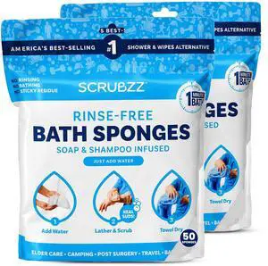 Disposable No Rinse Bathing Wipes - All-in-1 Single Use Shower Wipes, Simply Dampen, Lather, and Dry Without Shampoo or Rinsing (Unscented, 2-Pack) Disposable No Rinse Bathing Wipes - All-in-1 Single Use Shower Wipes, Simply Dampen, Lather, and Dry Without Shampoo or Rinsing (Unscented, 2-Pack)
