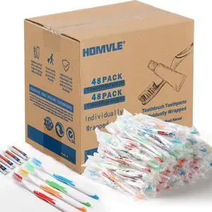 48 Packs Disposable Toothbrushes with Toothpaste, Individually Wrapped Buld Toothbrush and Toothpaste Buld for Travel Size Toiletries, OCC, Airbnb, Dentist, Office/4 Colorful 48 Packs Disposable Toothbrushes with Toothpaste, Individually Wrapped Buld Toothbrush and Toothpaste Buld for Travel Size Toiletries, OCC, Airbnb, Dentist, Office/4 Colorful