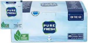 PureFresh Wet Wipes Flushable Individually Wrapped for Travel 40 Singles PureFresh Wet Wipes Flushable Individually Wrapped for Travel 40 Singles