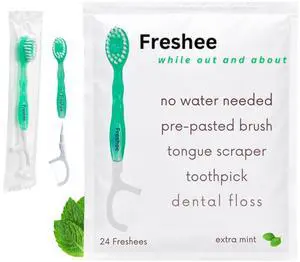Bead Disposable Toothbrushes with Toothpaste 5 in 1 Mini Toothbrush with Floss, Pick, Tongue Scraper | No Water Needed | Individually Wrapped Prepasted Travel Toothbrush | Extra Mint Bead Disposable Toothbrushes with Toothpaste 5 in 1 Mini Toothbrush with Floss, Pick, Tongue Scraper | No Water Needed | Individually Wrapped Prepasted Travel Toothbrush | Extra Mint