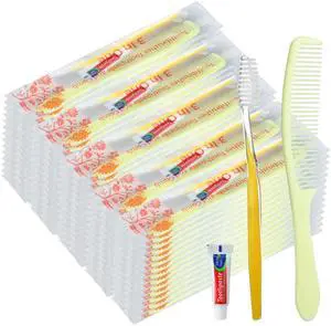 200 Set Disposable Travel Toothbrushes with Toothpaste and Comb Individually Wrapped Bulk for Homeless Hygiene Kit Care Package Supplies for Hotel Nursing Home Shelter Charity(Gold,Classic) 200 Set Disposable Travel Toothbrushes with Toothpaste and Comb Individually Wrapped Bulk for Homeless Hygiene Kit Care Package Supplies for Hotel Nursing Home Shelter Charity(Gold,Classic)