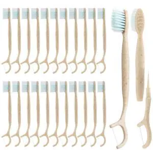 Travel Toothbrush Dental Floss Picks - 4 in 1 Biodegradable Disposable Toothbrushes with Tongue Scraper, Eco-Friendly Individually Wrapped Toothbrush for Adult Kids Travel Oral Care, 40 Pack Travel Toothbrush Dental Floss Picks - 4 in 1 Biodegradable Disposable Toothbrushes with Tongue Scraper, Eco-Friendly Individually Wrapped Toothbrush for Adult Kids Travel Oral Care, 40 Pack