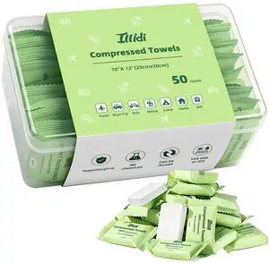 Compressed Towels, 50 Count Individually Wrapped Mini Tablets, Disposable Washcloths, Expands to 12 x 10 Inch Soft & Lint-Free,for Daily Use,Travel, Business Trips,Camping and Hiking Compressed Towels, 50 Count Individually Wrapped Mini Tablets, Disposable Washcloths, Expands to 12 x 10 Inch Soft & Lint-Free,for Daily Use,Travel, Business Trips,Camping and Hiking