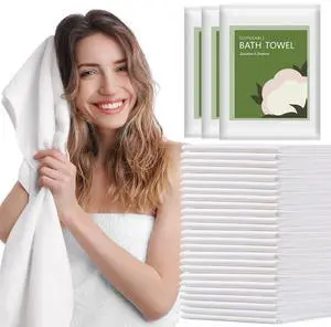 Disposable Bath Towels, 25 Pack 55" x 27.5" Ultra-Soft and Quick Dry Bath Towel, Portable Salon Towels for Travel Sauna Spa Beach Gym Disposable Bath Towels, 25 Pack 55" x 27.5" Ultra-Soft and Quick Dry Bath Towel, Portable Salon Towels for Travel Sauna Spa Beach Gym