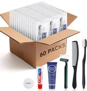 Disposable Toiletry Kits, 6 In 1 Bulk Travel Size Hygiene Care Packages,Essential Men Women Individually Wrapped Personal Toiletries Set for Hotel, Charity/Guests/Shelter/Homeless (60 Pack) Disposable Toiletry Kits, 6 In 1 Bulk Travel Size Hygiene Care Packages,Essential Men Women Individually Wrapped Personal Toiletries Set for Hotel, Charity/Guests/Shelter/Homeless (60 Pack)