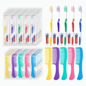 Disposable Toothbrushes with Toothpaste and Comb in Bulk, Individually Wrapped Soft Bristle Travel Size Basic Hygiene Kits, for Travel Hotel Camping Charity Homeless Shelter Donation in 5 colors (25) Disposable Toothbrushes with Toothpaste and Comb in Bulk, Individually Wrapped Soft Bristle Travel Size Basic Hygiene Kits, for Travel Hotel Camping Charity Homeless Shelter Donation in 5 colors (25)