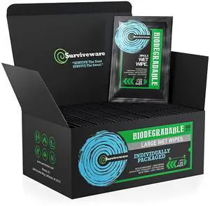 Biodegradable Wipes Men or Women - Shower Wet Wipes Face, Body & Butt - Outdoors, Travel, Camping & Post Workout - Total of 40 Wipes - 1 Count, Pack of 40 Biodegradable Wipes Men or Women - Shower Wet Wipes Face, Body & Butt - Outdoors, Travel, Camping & Post Workout - Total of 40 Wipes - 1 Count, Pack of 40