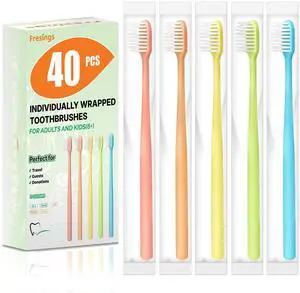 40 Pack Disposable Toothbrushes Bulk Individually Wrapped Soft Bristles Single Use for Adults & Kids, Travel Hotel Guest Dental Office Donation Emergency Hygiene,Minimalist Design 5 Colors 40 Pack Disposable Toothbrushes Bulk Individually Wrapped Soft Bristles Single Use for Adults & Kids, Travel Hotel Guest Dental Office Donation Emergency Hygiene,Minimalist Design 5 Colors