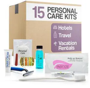 Personal Care Travel Toiletries | 1-Shoppe Amenities Kit | Travel Shaving Set, Toothbrush & Paste, Mouthwash, Makeup Wipes, Swabs, Nail File & Sewing Kit | 75 Pieces Personal Care Travel Toiletries | 1-Shoppe Amenities Kit | Travel Shaving Set, Toothbrush & Paste, Mouthwash, Makeup Wipes, Swabs, Nail File & Sewing Kit | 75 Pieces