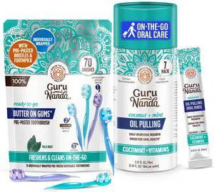 Travel-Ready Oral Care Bundle 70ct Disposable Pre-Pasted Toothbrushes & 7 Coconut Oil Pulling Sachets for Fresh Breath & Clean Smiles on the Go Travel-Ready Oral Care Bundle 70ct Disposable Pre-Pasted Toothbrushes & 7 Coconut Oil Pulling Sachets for Fresh Breath & Clean Smiles on the Go