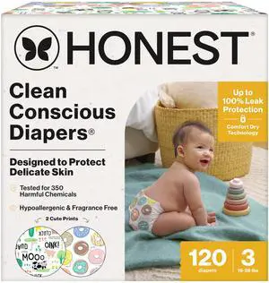 Comfort Dry Disposable Daytime Diapers for Sensitive Skin, Hypoallergenic, Barnyard Babies + Donut Grow Up, Super Club Box Size 3 (1628 lbs), 120 Count Comfort Dry Disposable Daytime Diapers for Sensitive Skin, Hypoallergenic, Barnyard Babies + Donut Grow Up, Super Club Box Size 3 (1628 lbs), 120 Count