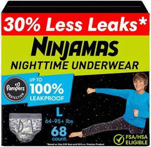 Boys Bedwetting Nighttime Underwear, Size L Pull Ups for Boys (64-95+ lbs), 68 Count, Training Pants, Overnight Underwear Kids, Ultra Absorbent, Hypoallergenic Boys Bedwetting Nighttime Underwear, Size L Pull Ups for Boys (64-95+ lbs), 68 Count, Training Pants, Overnight Underwear Kids, Ultra Absorbent, Hypoallergenic