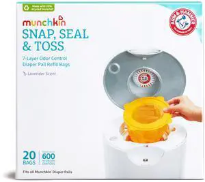 Arm & Hammer Diaper Pail Refill Bags, Snap, Seal, Toss Disposable Diaper Trash Bags, Lavender Scented, 20 Pack, Holds up to 600 Newborn Diapers Arm & Hammer Diaper Pail Refill Bags, Snap, Seal, Toss Disposable Diaper Trash Bags, Lavender Scented, 20 Pack, Holds up to 600 Newborn Diapers