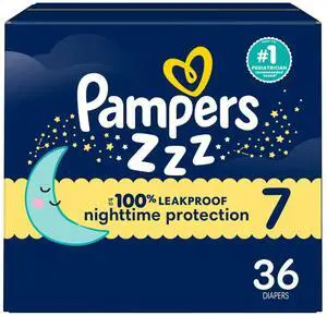 ZZZ Overnight Diapers, Size 7 (41+ lbs), 36 Count, Nighttime Protection Disposable Baby Diaper, Night Time Leak and Skin Protection ZZZ Overnight Diapers, Size 7 (41+ lbs), 36 Count, Nighttime Protection Disposable Baby Diaper, Night Time Leak and Skin Protection
