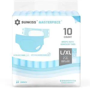 Masterpiece Adult Diapers with Tabs, Unisex Disposable Incontinence Briefs for Women and Men, Odor Control, Blue, L/XL, 10 Count Masterpiece Adult Diapers with Tabs, Unisex Disposable Incontinence Briefs for Women and Men, Odor Control, Blue, L/XL, 10 Count