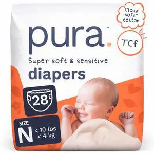 Newborn Baby Diapers - Size N (Up to 10 lbs), 28 Count, Cloud Soft Disposable Diapers for Sensitive Skin, Totally Chlorine Free, Blowout Blocker & Wetness Indicator Newborn Baby Diapers - Size N (Up to 10 lbs), 28 Count, Cloud Soft Disposable Diapers for Sensitive Skin, Totally Chlorine Free, Blowout Blocker & Wetness Indicator