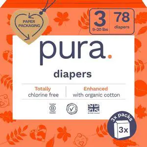 Size 3 Eco-Friendly Diapers (9-20 lbs) Totally Chlorine Free (TCF),Hypoallergenic, Soft Organic Cotton, Sustainable, up to 12 Hours Leak Protection, Allergy UK,26 Count (Pack of 3) (78 Baby Diapers) Size 3 Eco-Friendly Diapers (9-20 lbs) Totally Chlorine Free (TCF),Hypoallergenic, Soft Organic Cotton, Sustainable, up to 12 Hours Leak Protection, Allergy UK,26 Count (Pack of 3) (78 Baby Diapers)