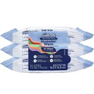 Flushable Wipes for Travel or On the Go - 3 Pack (54 Total Wipes) - 99% Water & Plant-Based - Green Tea, Cucumber & Aloe Spa Scent - pH Balanced - Septic Safe Adult Wet Wipes Flushable Wipes for Travel or On the Go - 3 Pack (54 Total Wipes) - 99% Water & Plant-Based - Green Tea, Cucumber & Aloe Spa Scent - pH Balanced - Septic Safe Adult Wet Wipes