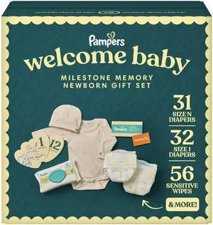 Gift Set, Disposable Diapers, Sensitive Wipes, & Milestone Gifts Gift Set, Disposable Diapers, Sensitive Wipes, & Milestone Gifts