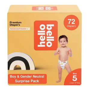Premium Diapers, Size 5 (27+ lbs) Surprise Pack for Boys - 72 Count, Hypoallergenic with Soft, Cloth-Like Feel - Assorted Boy & Gender Neutral Patterns Premium Diapers, Size 5 (27+ lbs) Surprise Pack for Boys - 72 Count, Hypoallergenic with Soft, Cloth-Like Feel - Assorted Boy & Gender Neutral Patterns